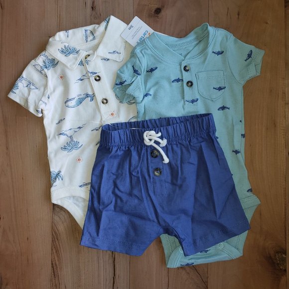 Baby Boys 3pc Whale Outfit - Picture 1 of 1
